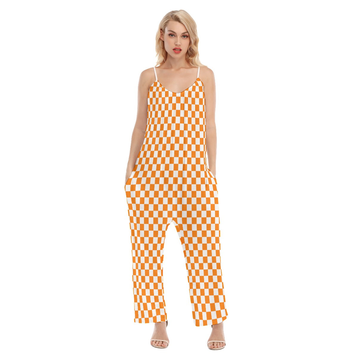 Checkerboard Loose Cami Jumpsuit