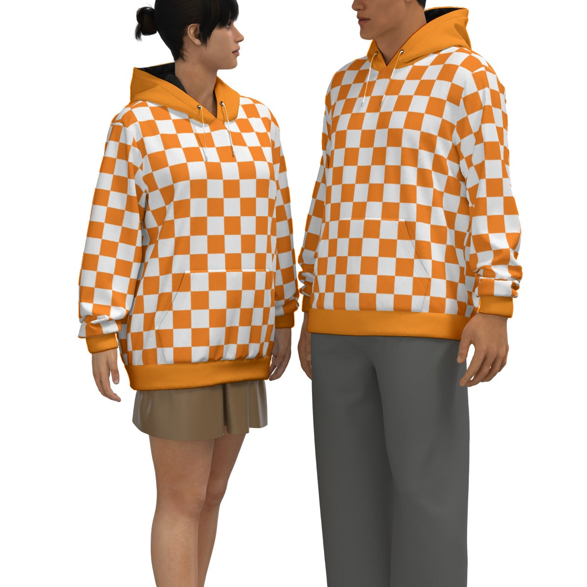 Checkerboard Unisex Pullover Hoodie 100% Cotton