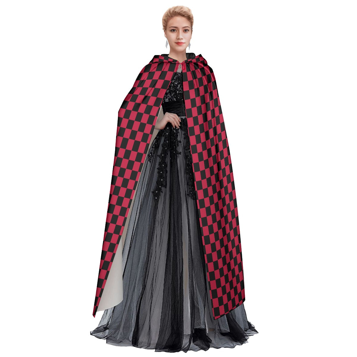 Checkerboard Unisex Hooded Cloak