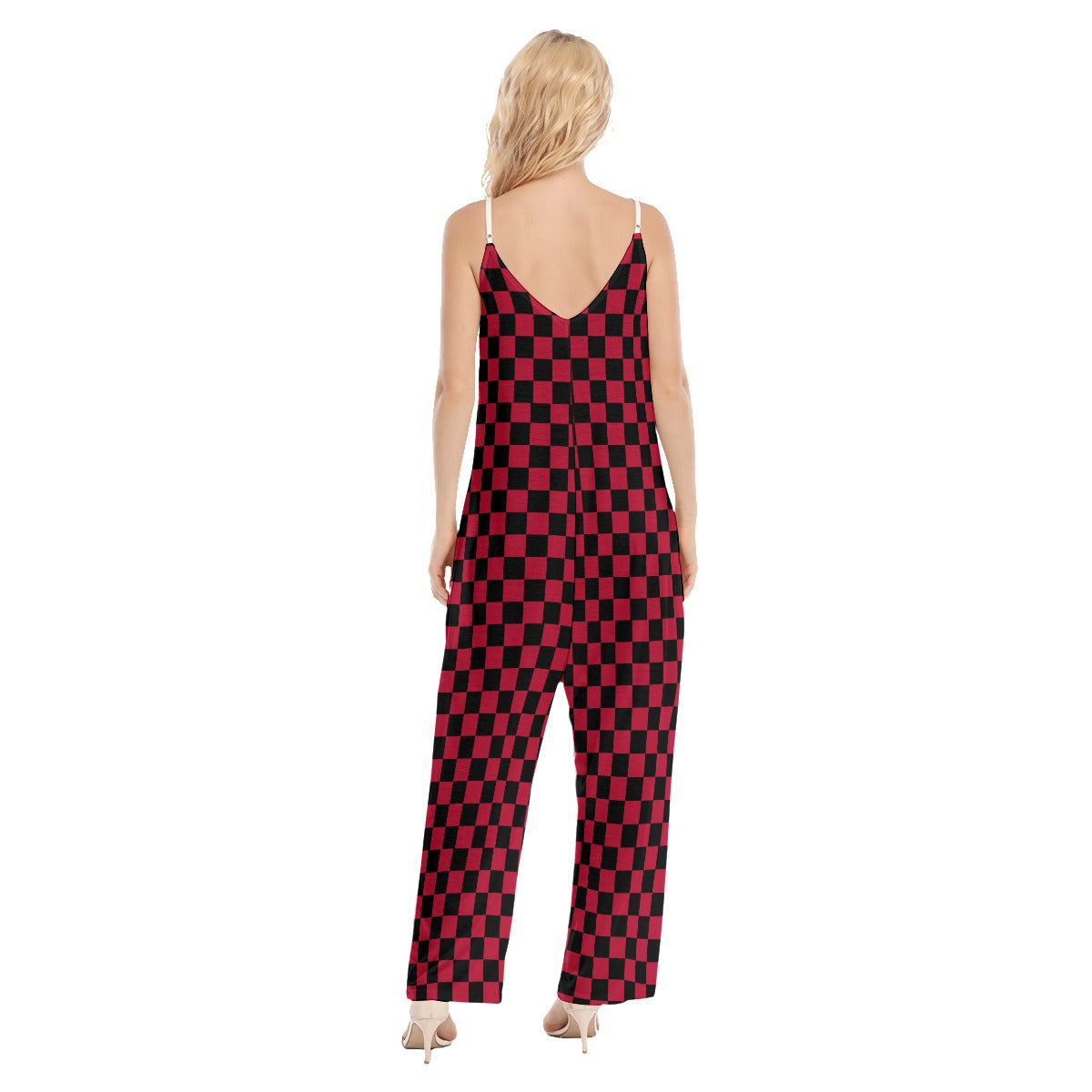 Checkerboard Women's Loose Cami Jumpsuit