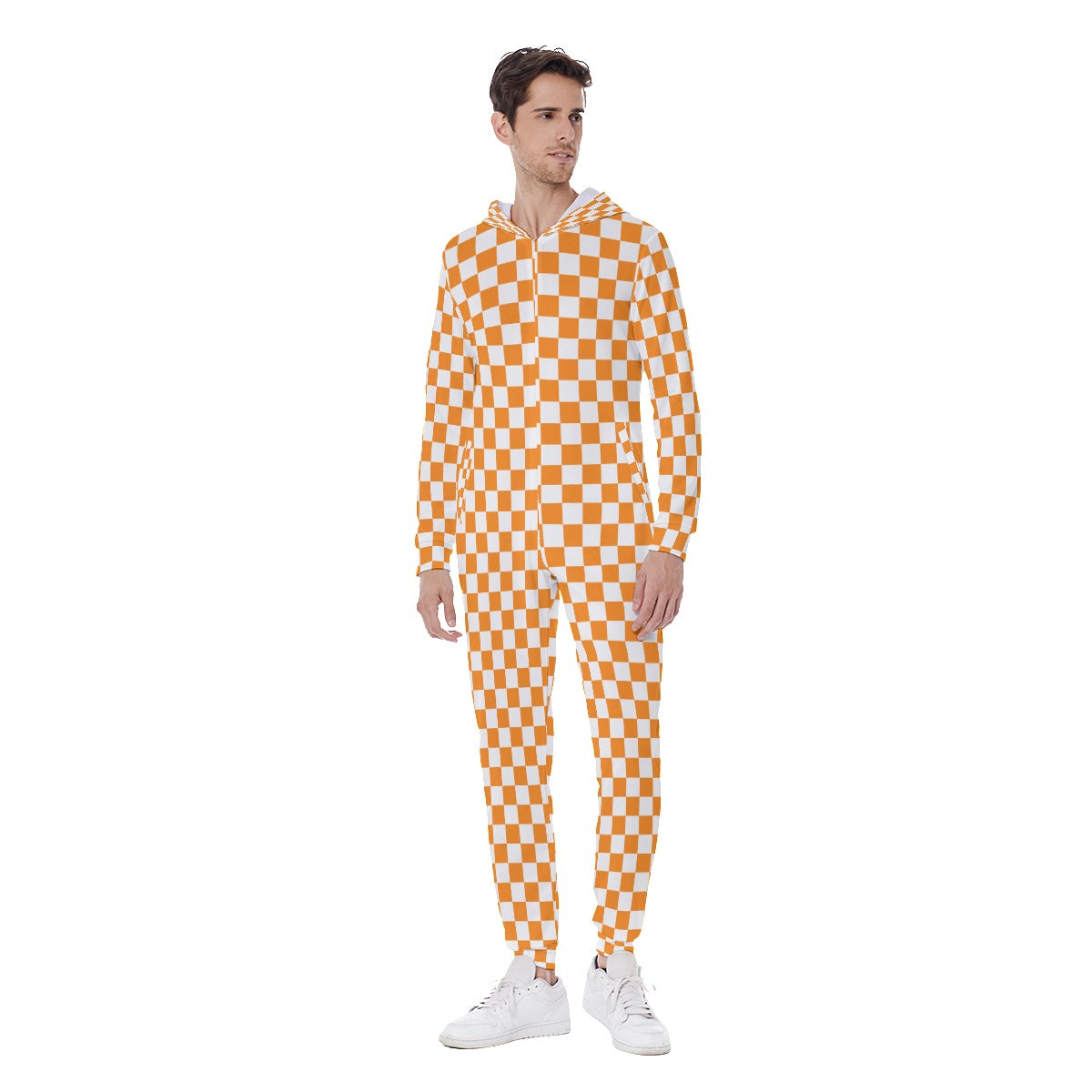 Checkerboard Men's Hooded Jumpsuit