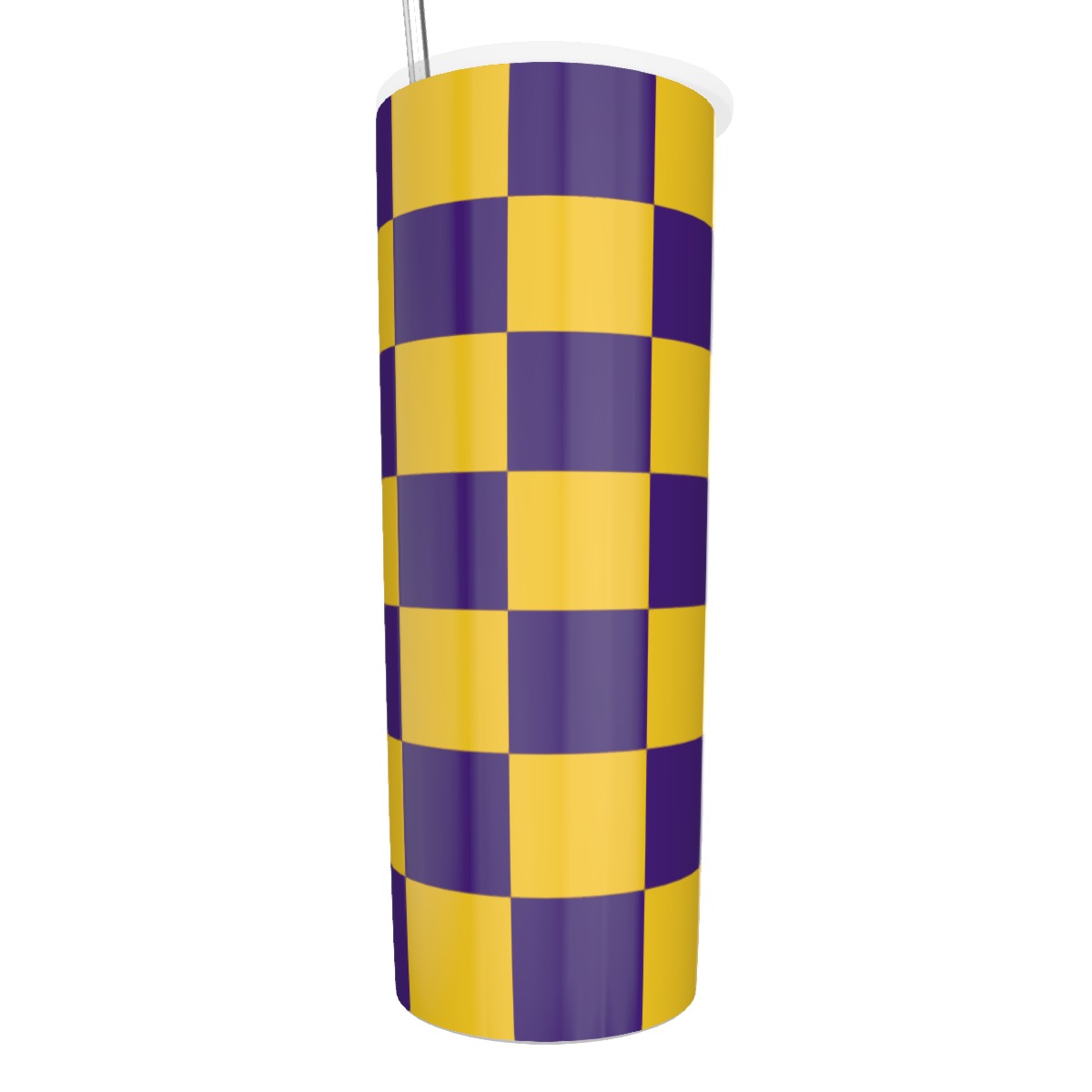 Checkerboard Glitter Tumbler With Stainless Steel Straw 20oz