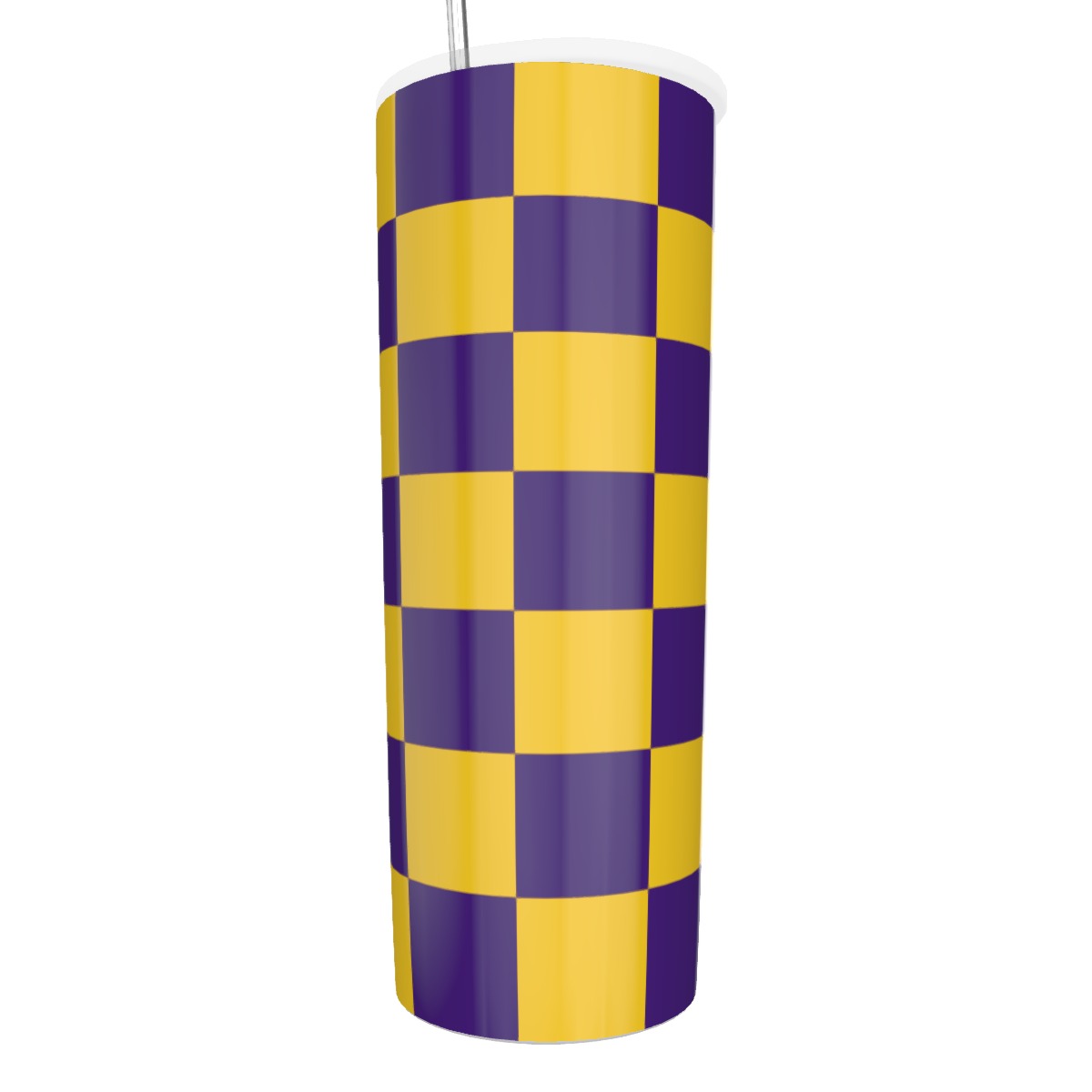 Checkerboard Glitter Tumbler With Stainless Steel Straw 20oz