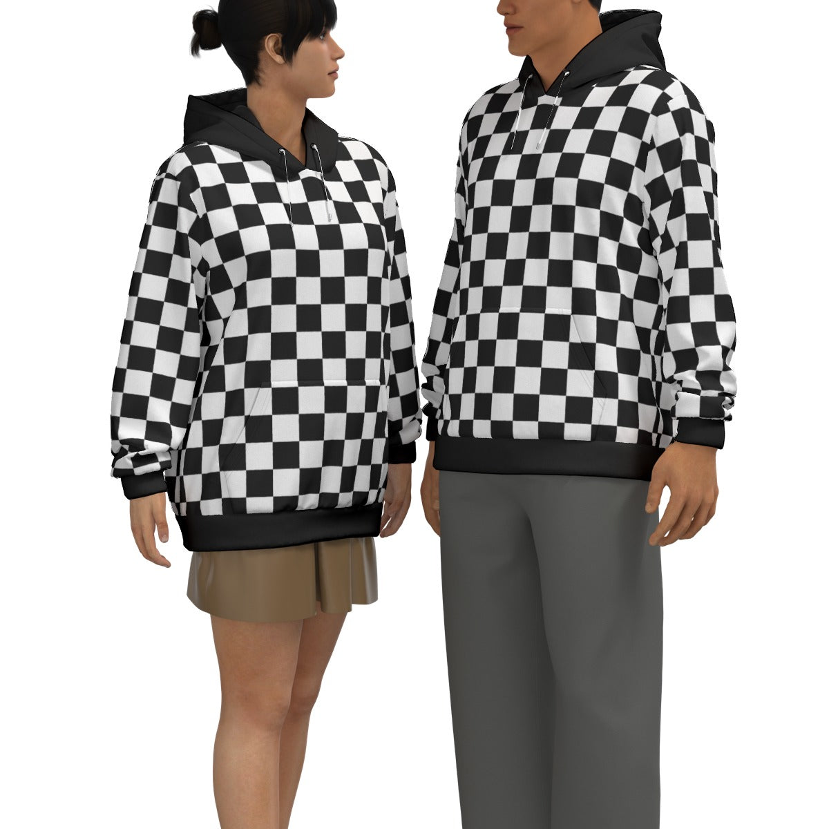Checkerboard Unisex Pullover Hoodie100% Cotton