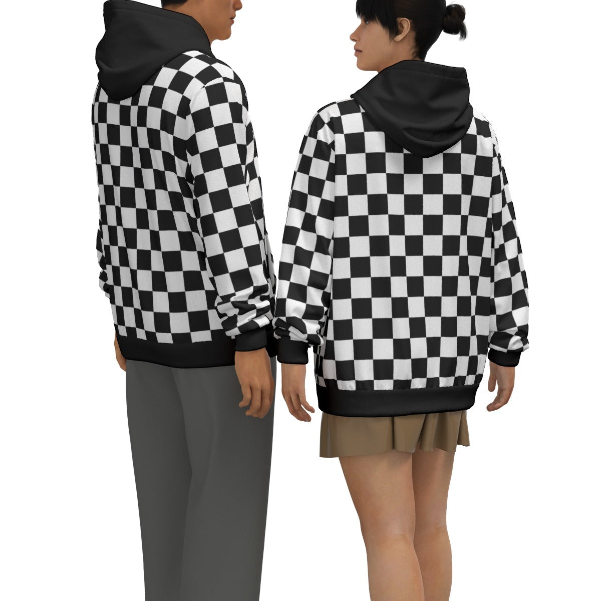 Checkerboard Unisex Pullover Hoodie100% Cotton