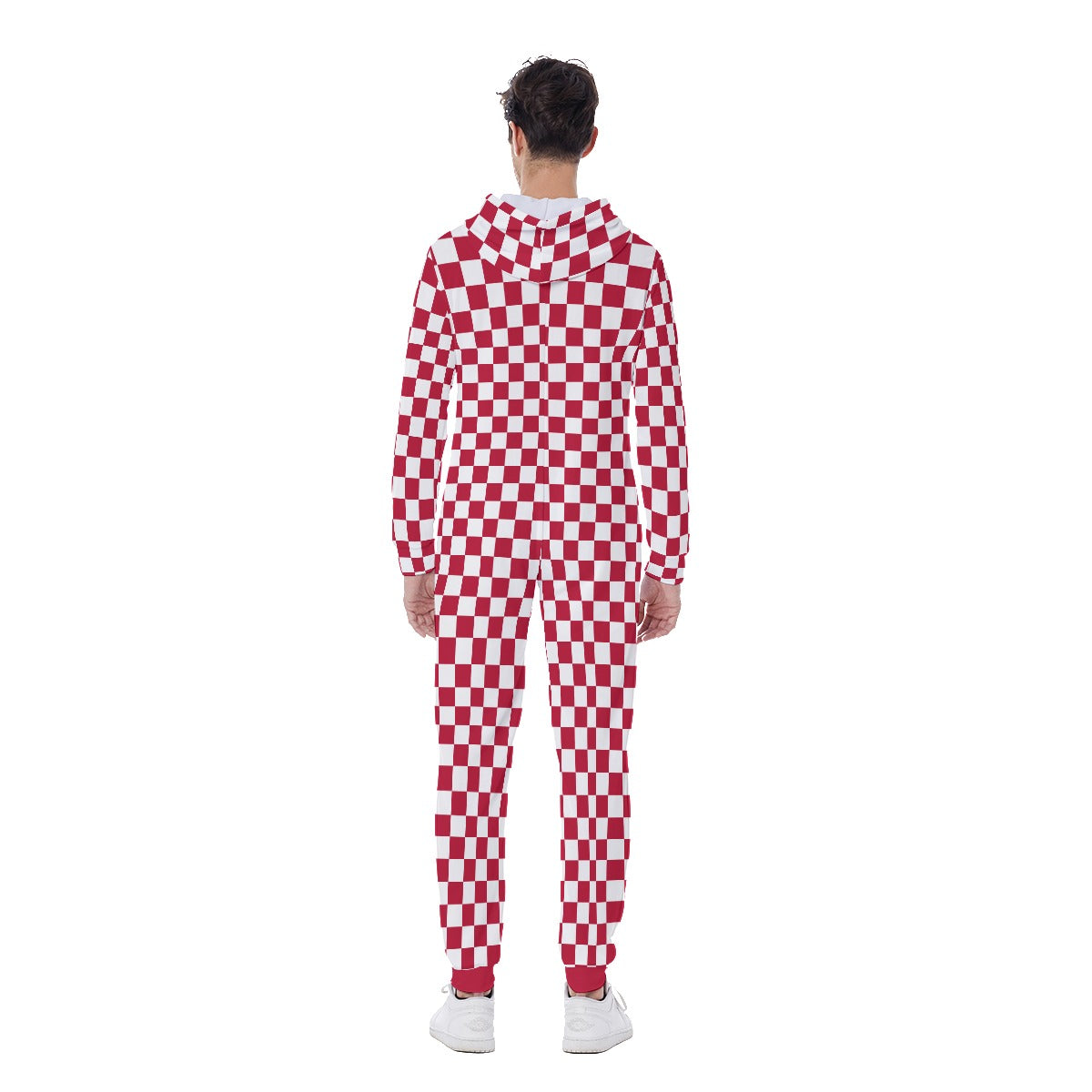 Checkerboard Men's Hooded Jumpsuit