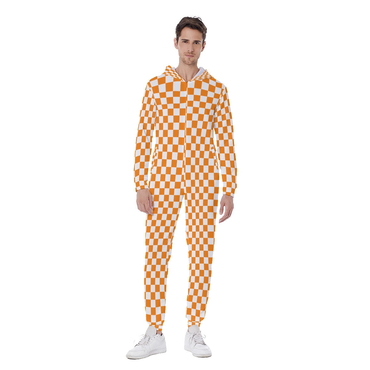 Checkerboard Men's Hooded Jumpsuit