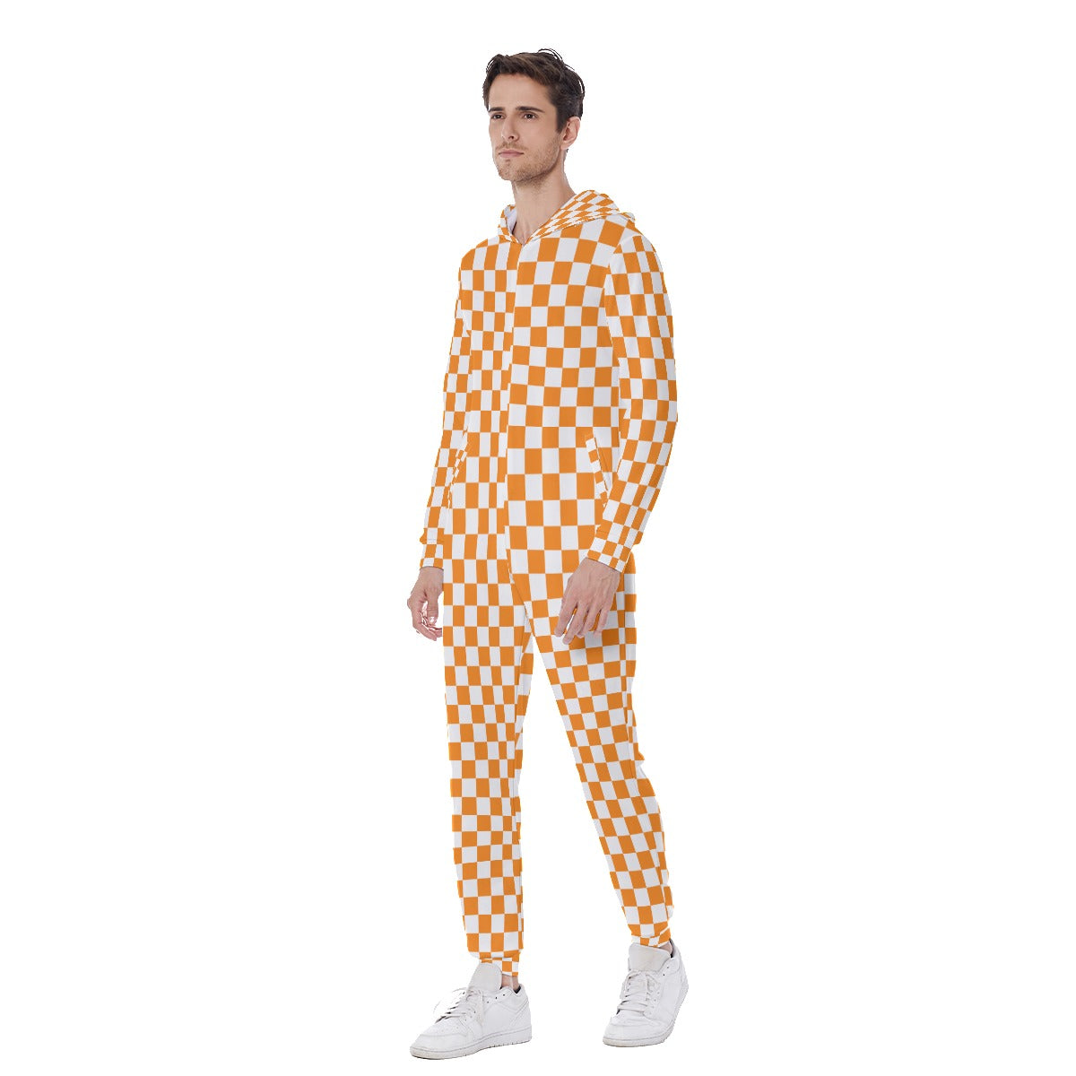 Checkerboard Men's Hooded Jumpsuit