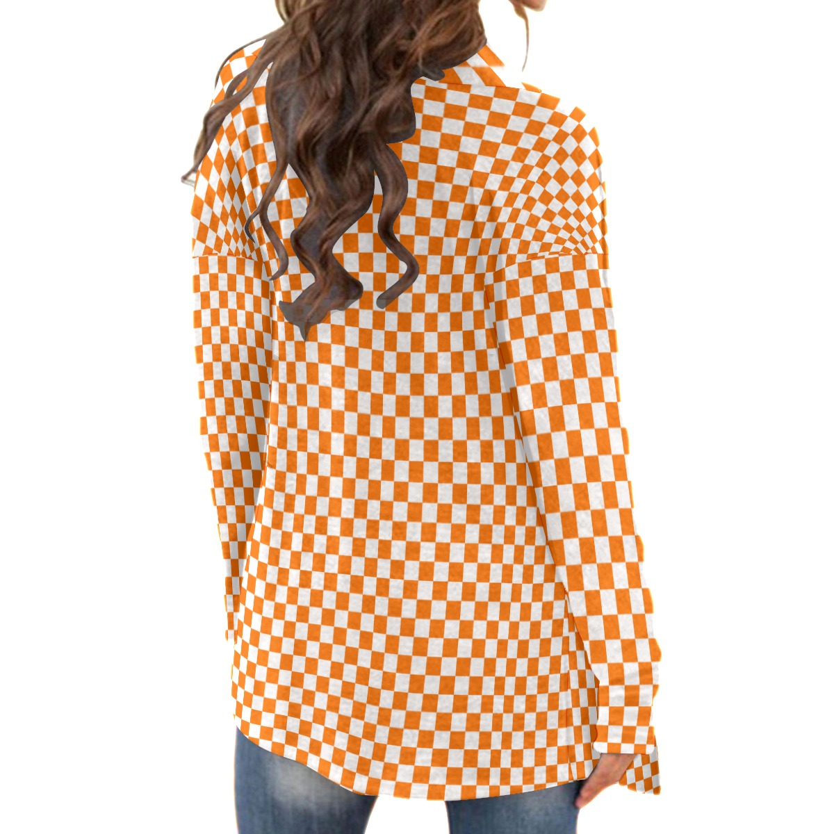 Checkerboard Cardigan With Long Sleeve