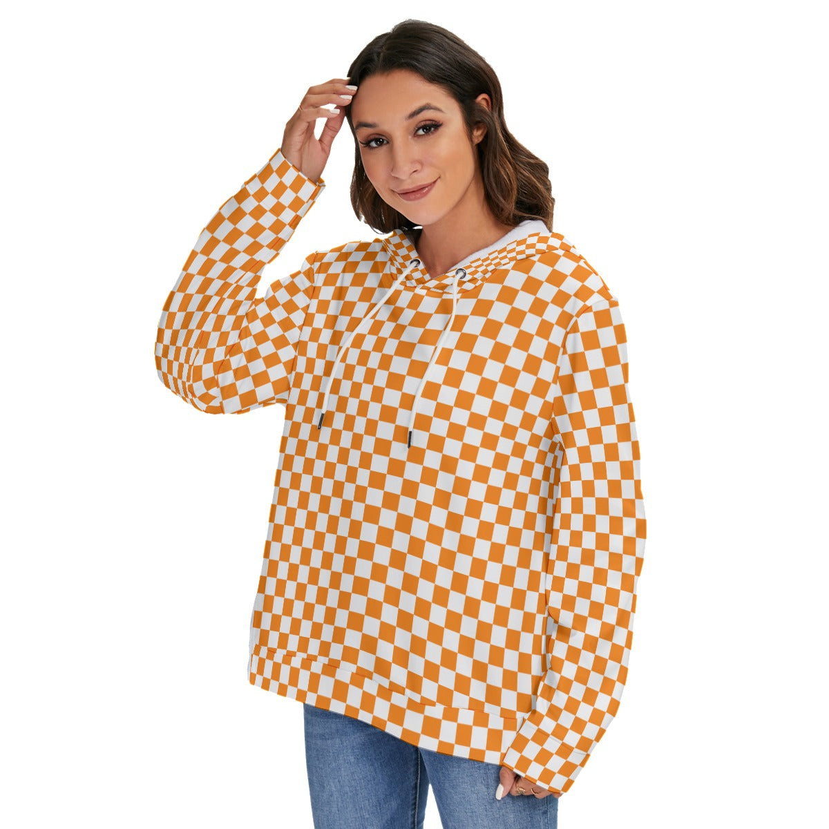 Checkerboard Heavy Fleece Zip-on-the-Side Hoodie