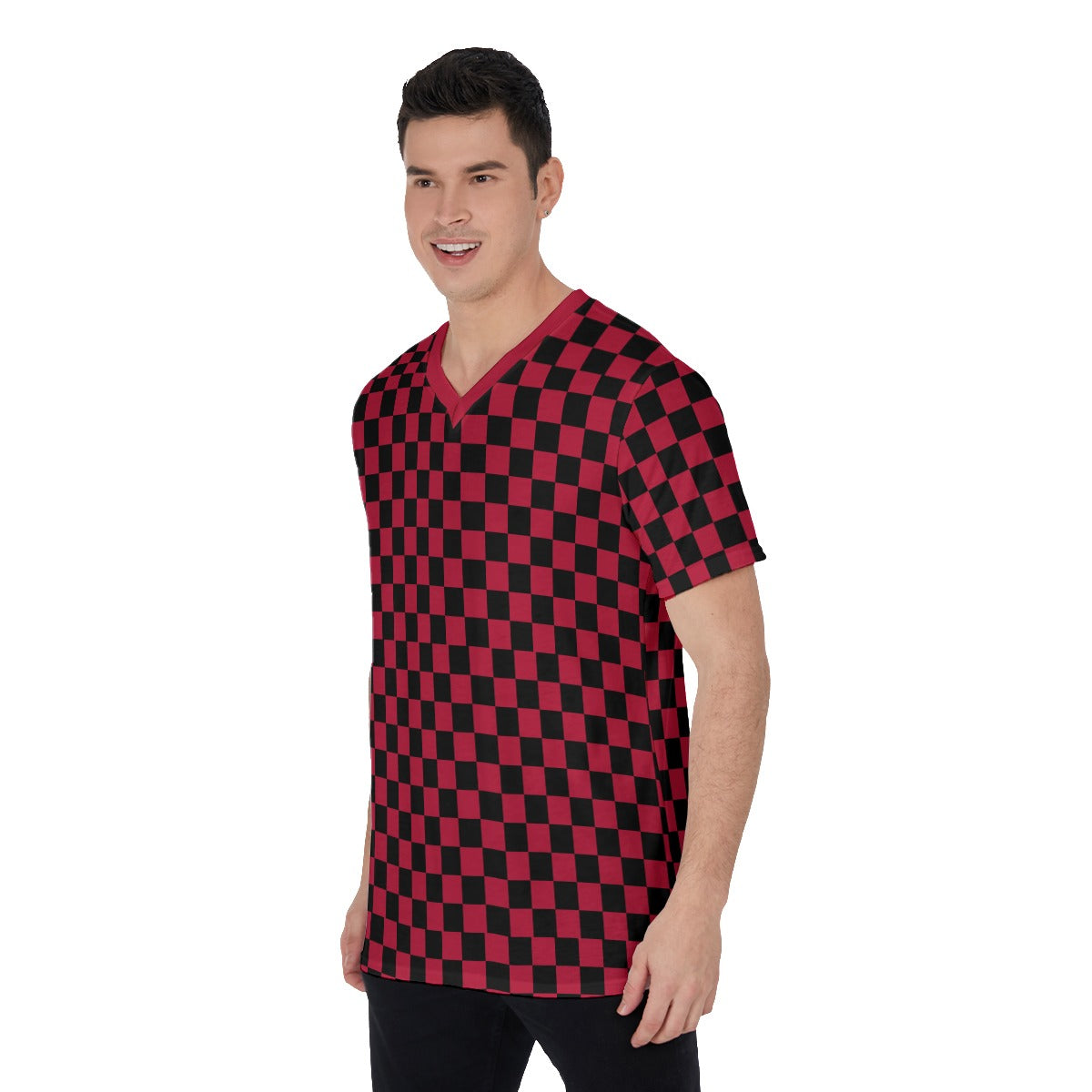 Checkerboard V-Neck T-Shirt
