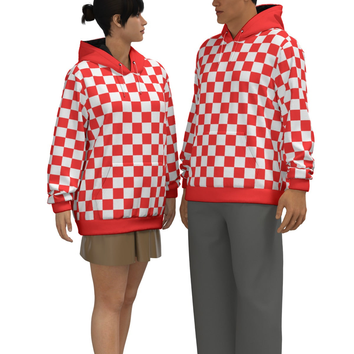 Checkerboard Unisex Pullover Hoodie 100% Cotton