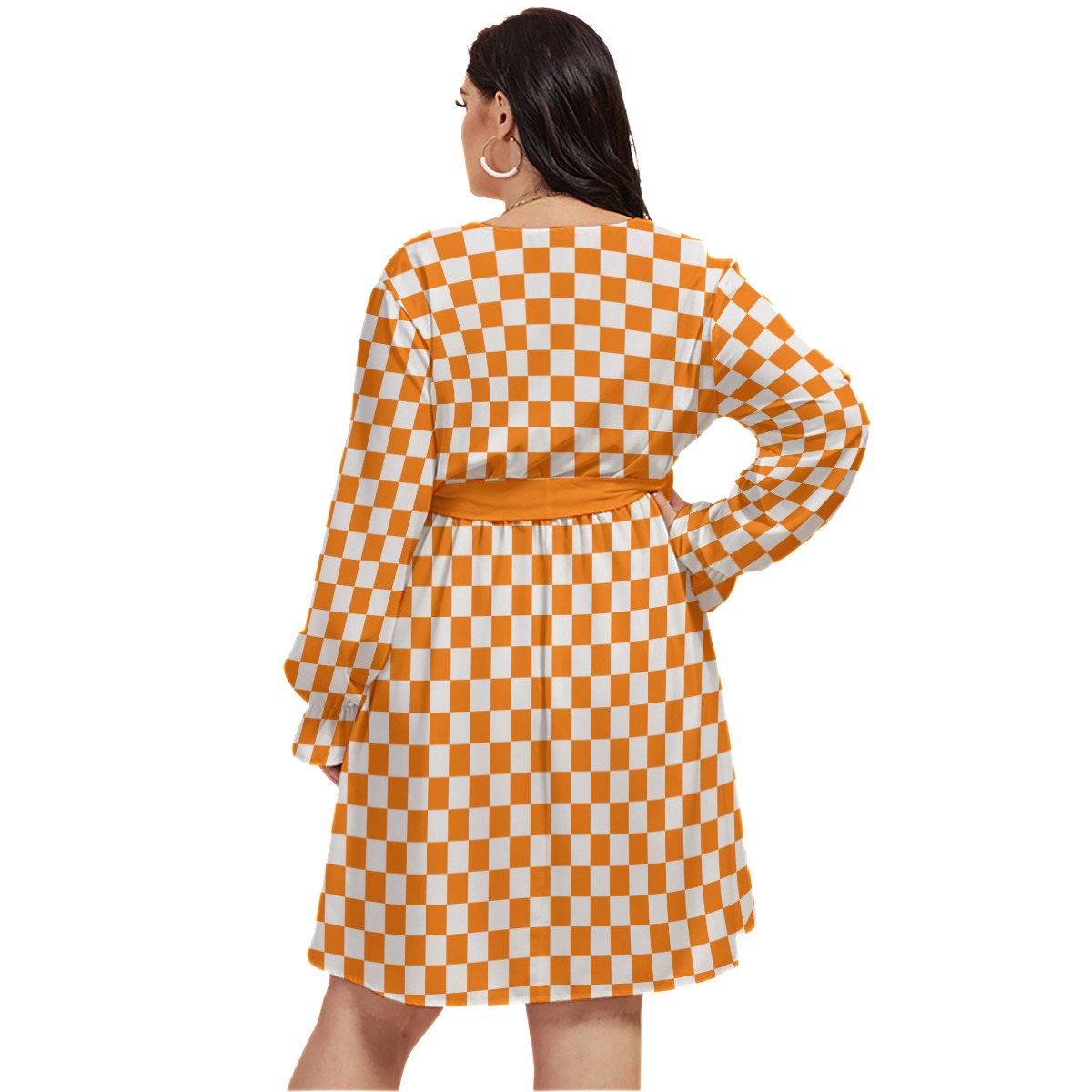 Checkerboard Women's V-neck Dress