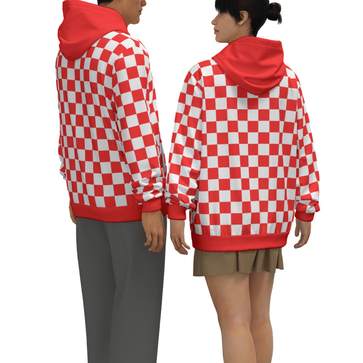 Checkerboard Unisex Pullover Hoodie 100% Cotton