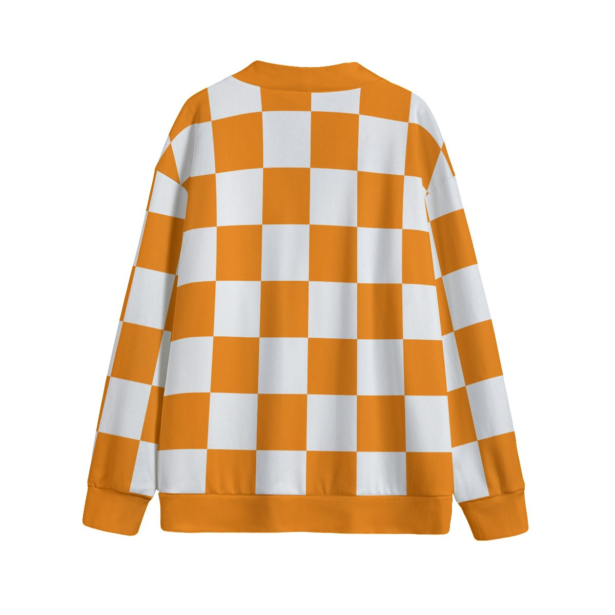 Checkerboard Unisex V-neck Knitted Fleece Cardigan