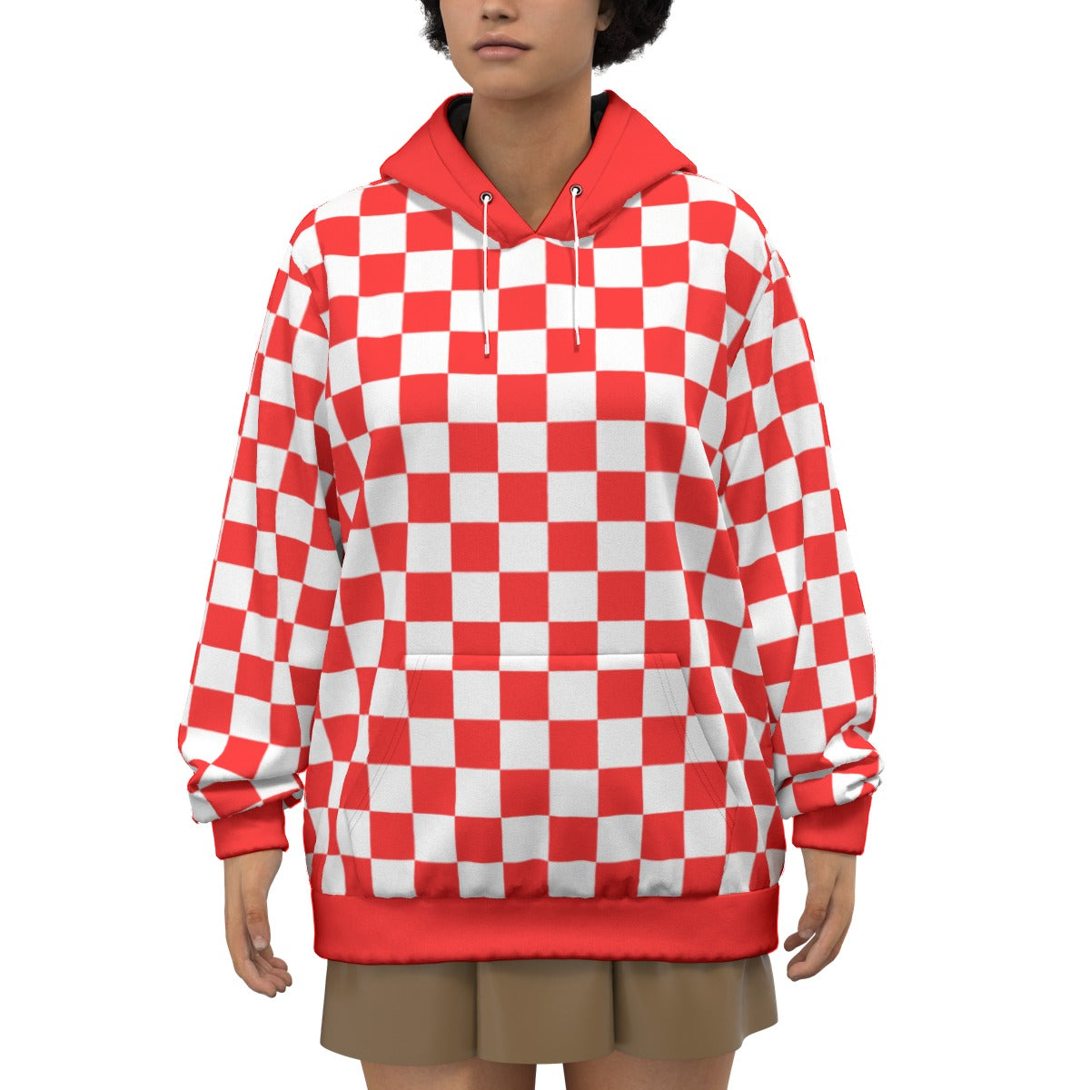 Checkerboard Unisex Pullover Hoodie 100% Cotton