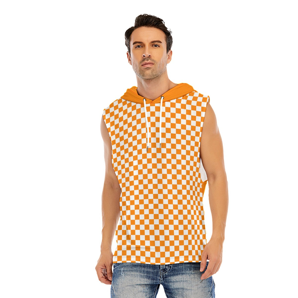 Checkerboard Men’s Sleeveless Pullover Hoodie