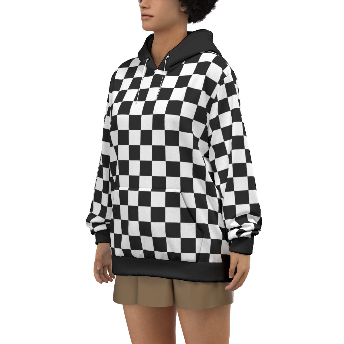 Checkerboard Unisex Pullover Hoodie100% Cotton