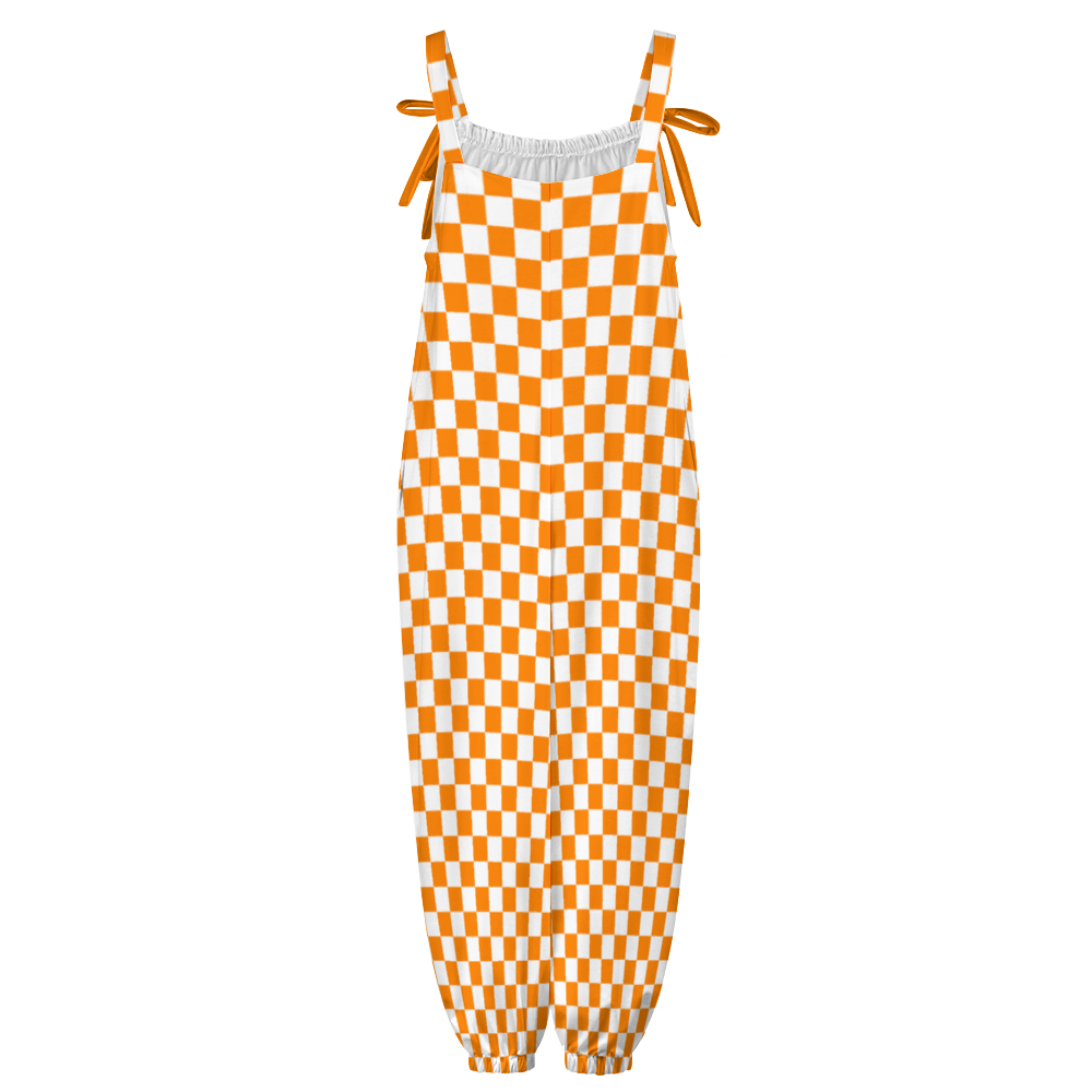 Checkerboard Women's Jumpsuit with Suspender