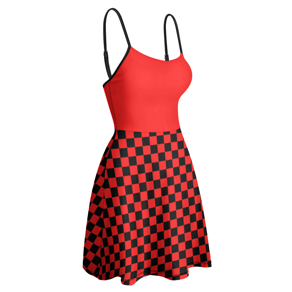 Women's Checkerboard Sling Short Dress