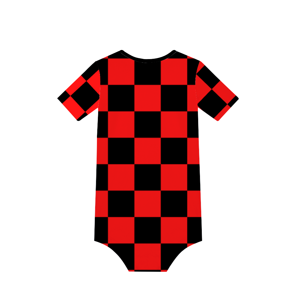 Checkerboard Baby's Short Sleeve Romper Jumpsuit