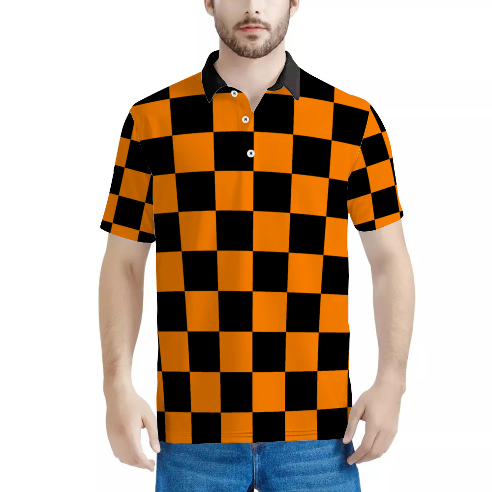 Men's Orange & Black Classic Polo Shirt Tees