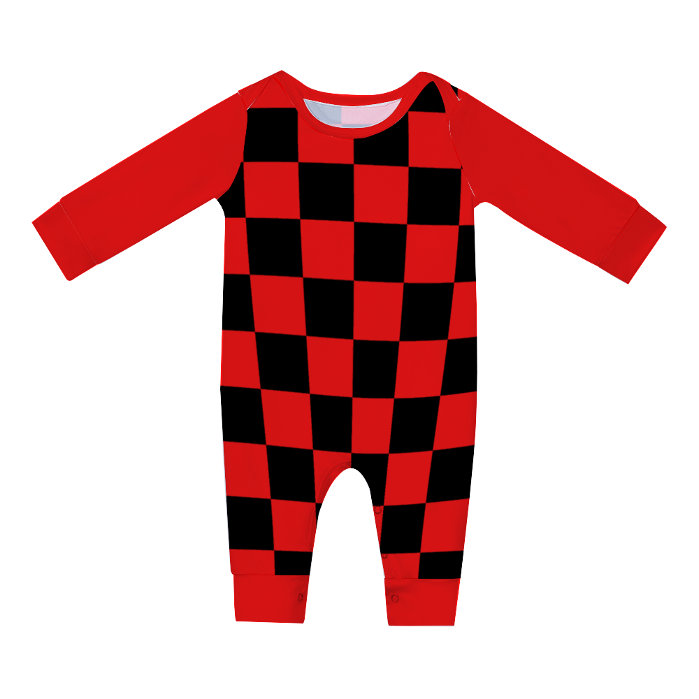 Checkerboard Toddler Baby Long Sleeve Romper