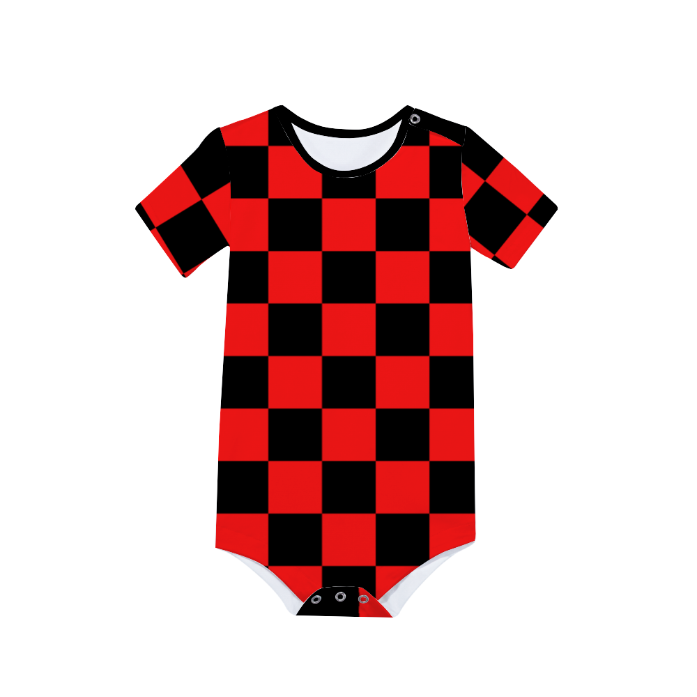 Checkerboard Baby's Short Sleeve Romper Jumpsuit