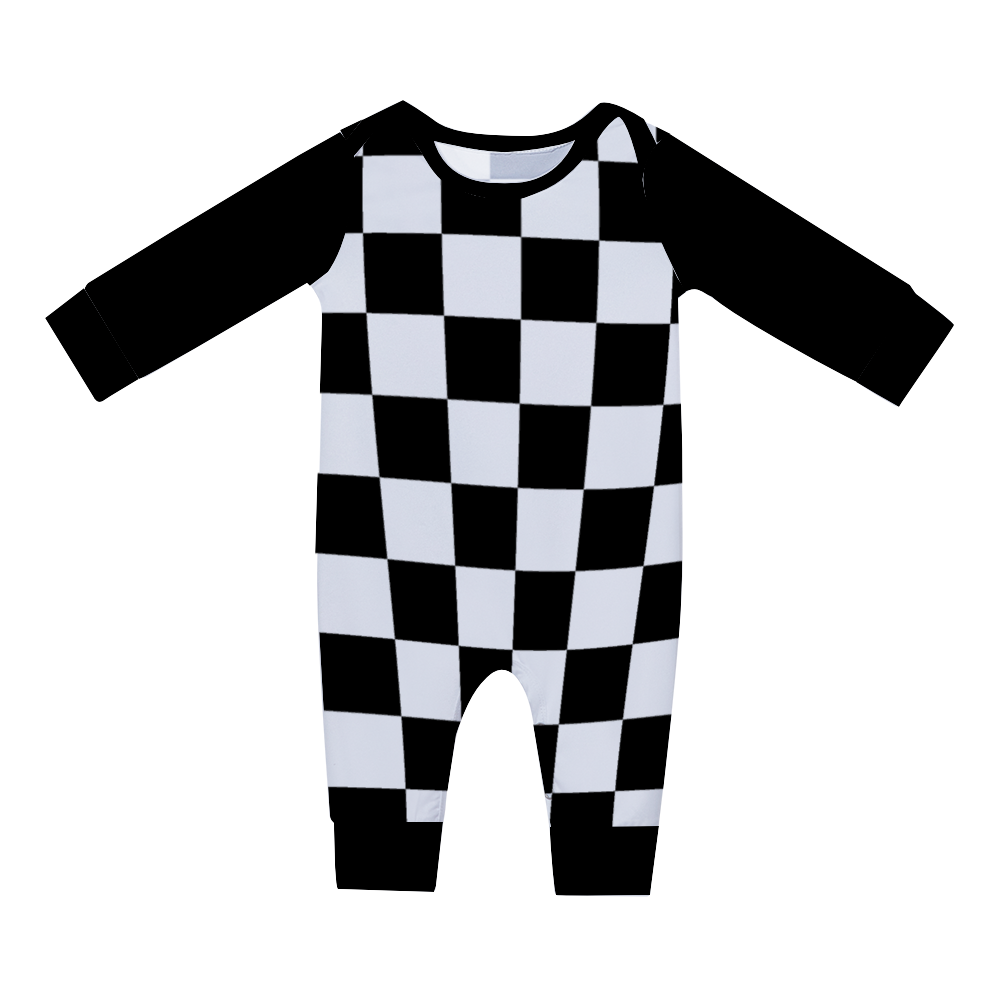 Checkerboard Baby Long Sleeve Romper