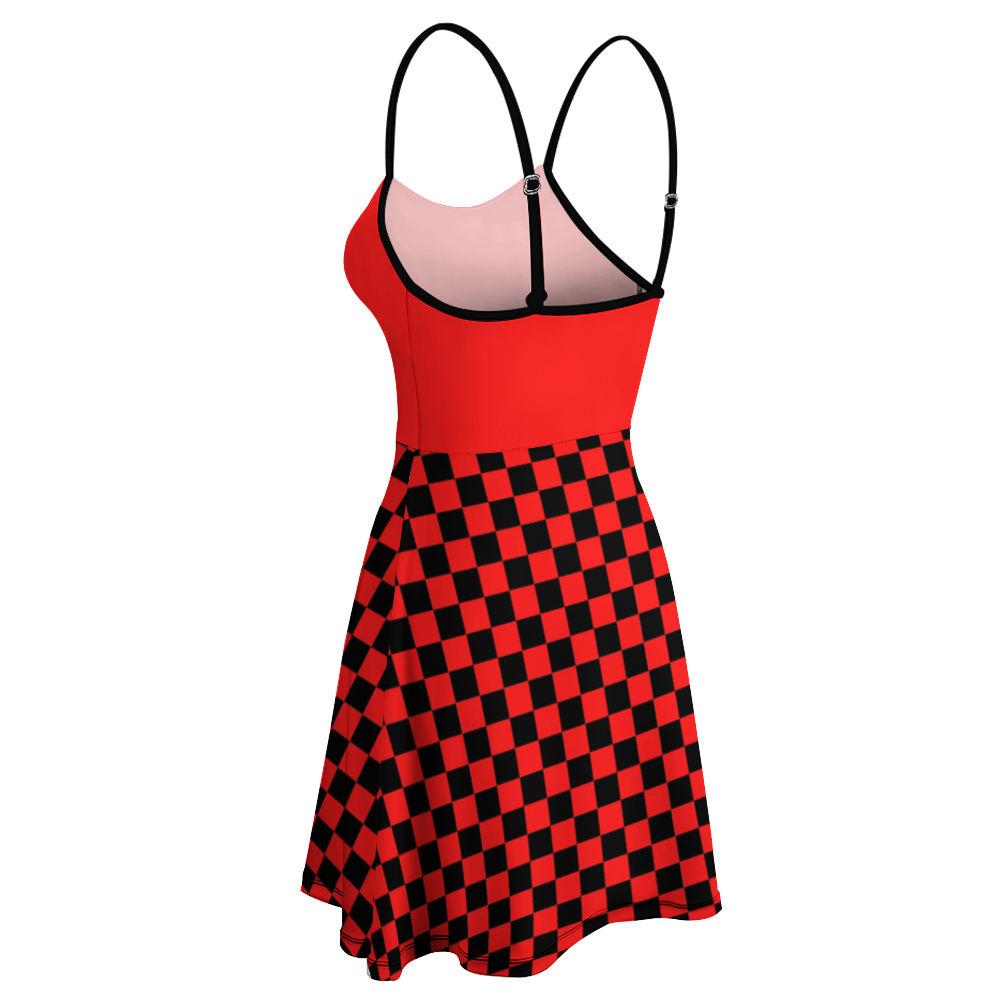 Women's Checkerboard Sling Short Dress
