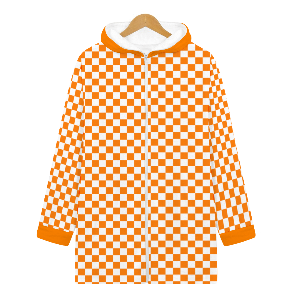 Checkerboard Ladies Long Plush Thicker Hoody Zipper hoodie jacket Flannel