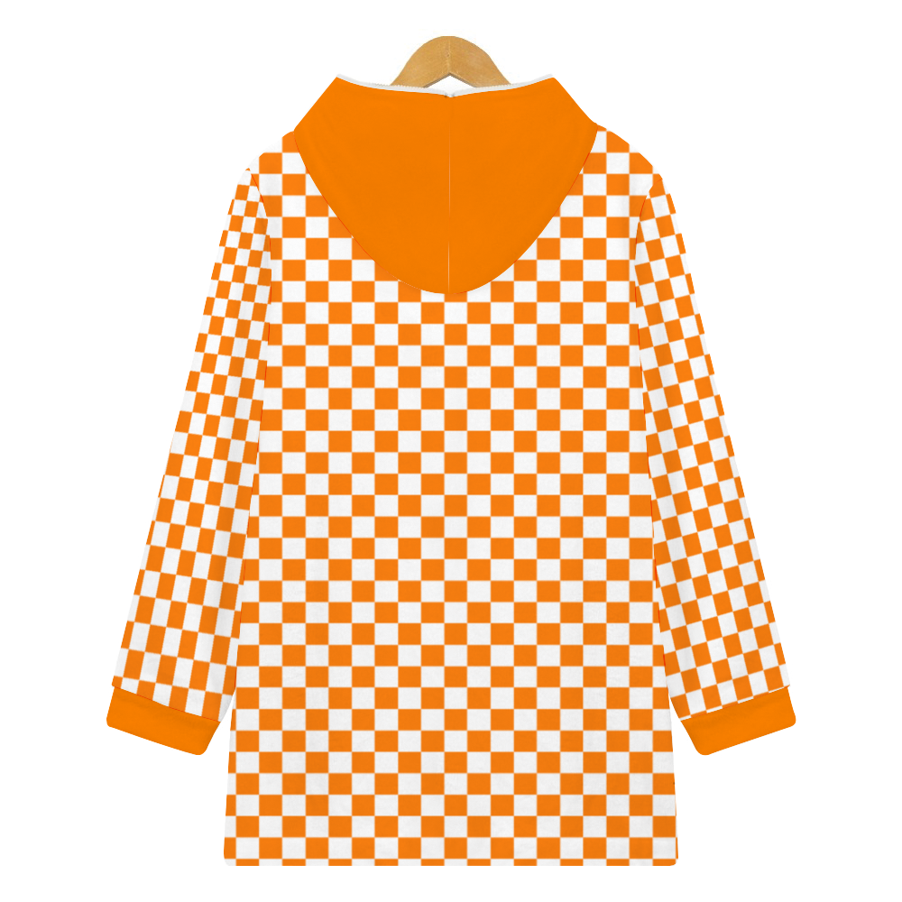 Checkerboard Ladies Long Plush Thicker Hoody Zipper hoodie jacket Flannel