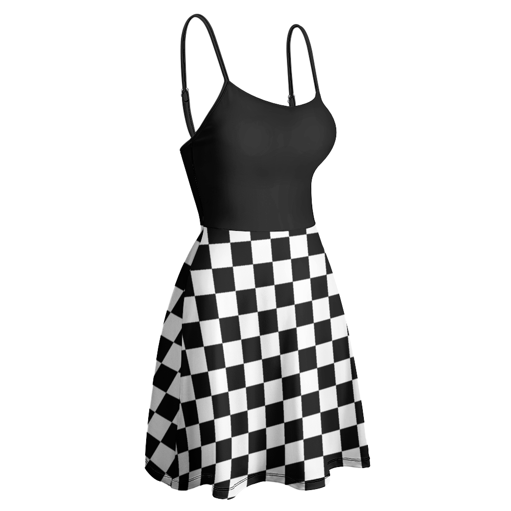 Women's Checkerboard Sling Short Dress