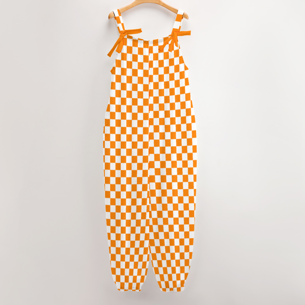 Checkerboard Women's Jumpsuit with Suspender