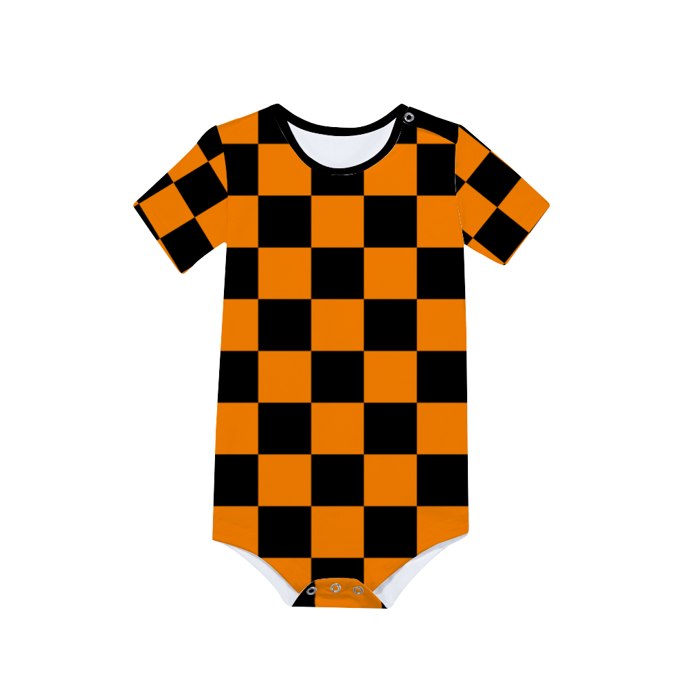 Checkerboard Baby's Short Sleeve Romper Jumpsuit