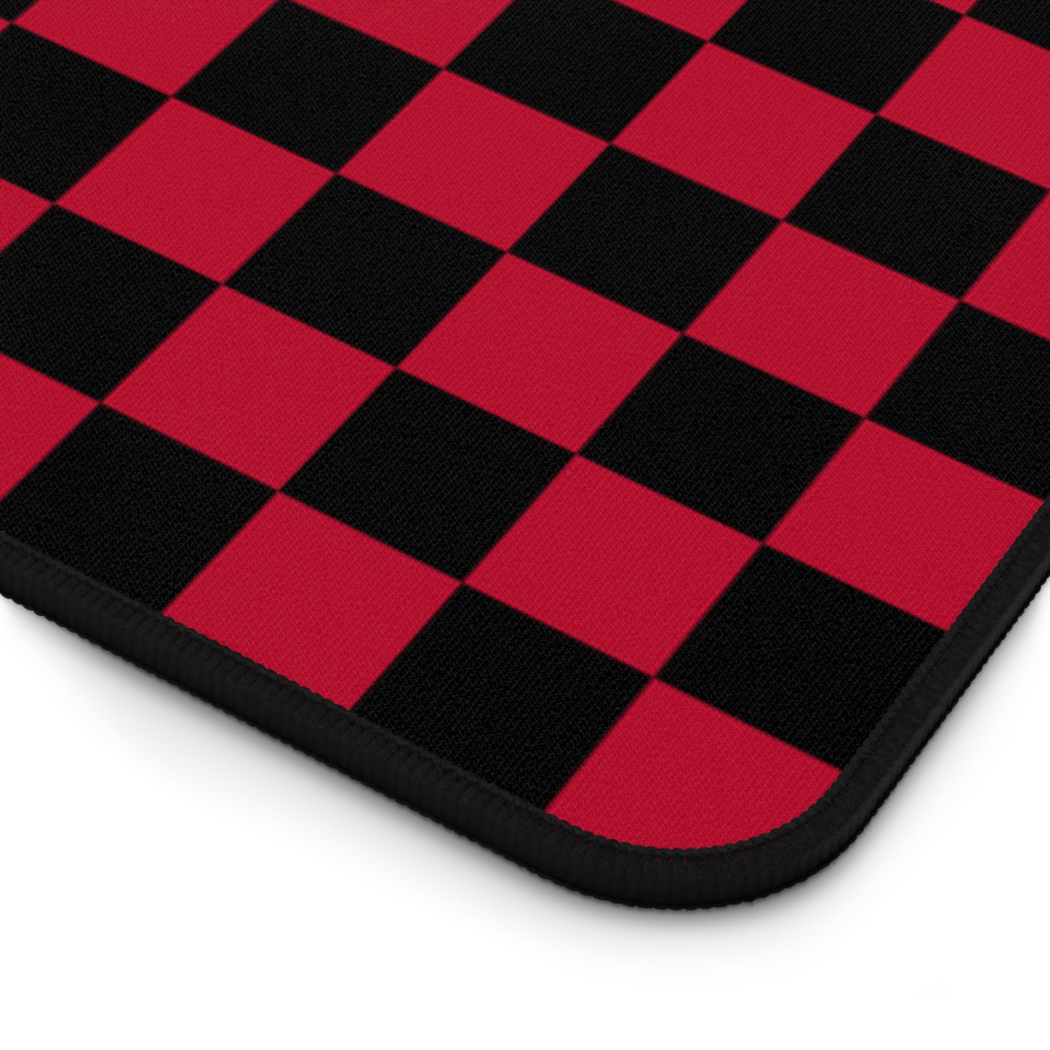 Checkerboard Red and Black Desk Mat