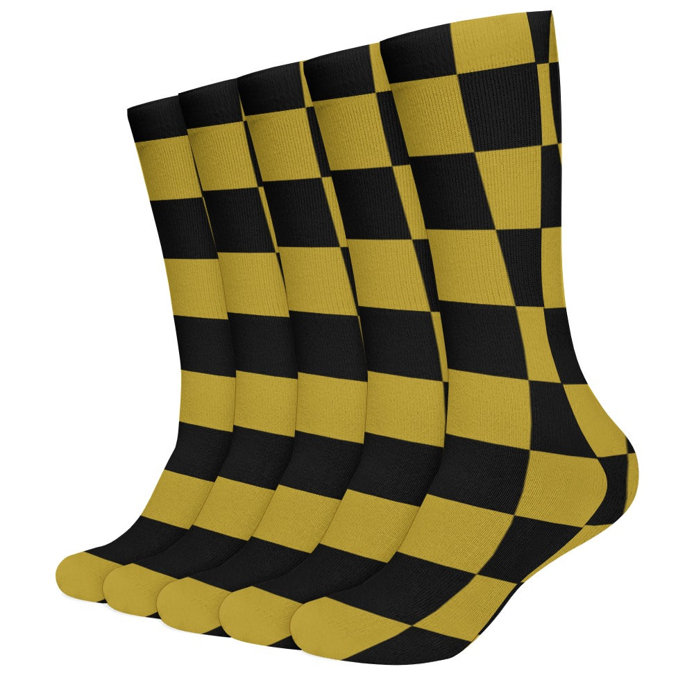 Checkerboard Long Socks (Pack of 5)