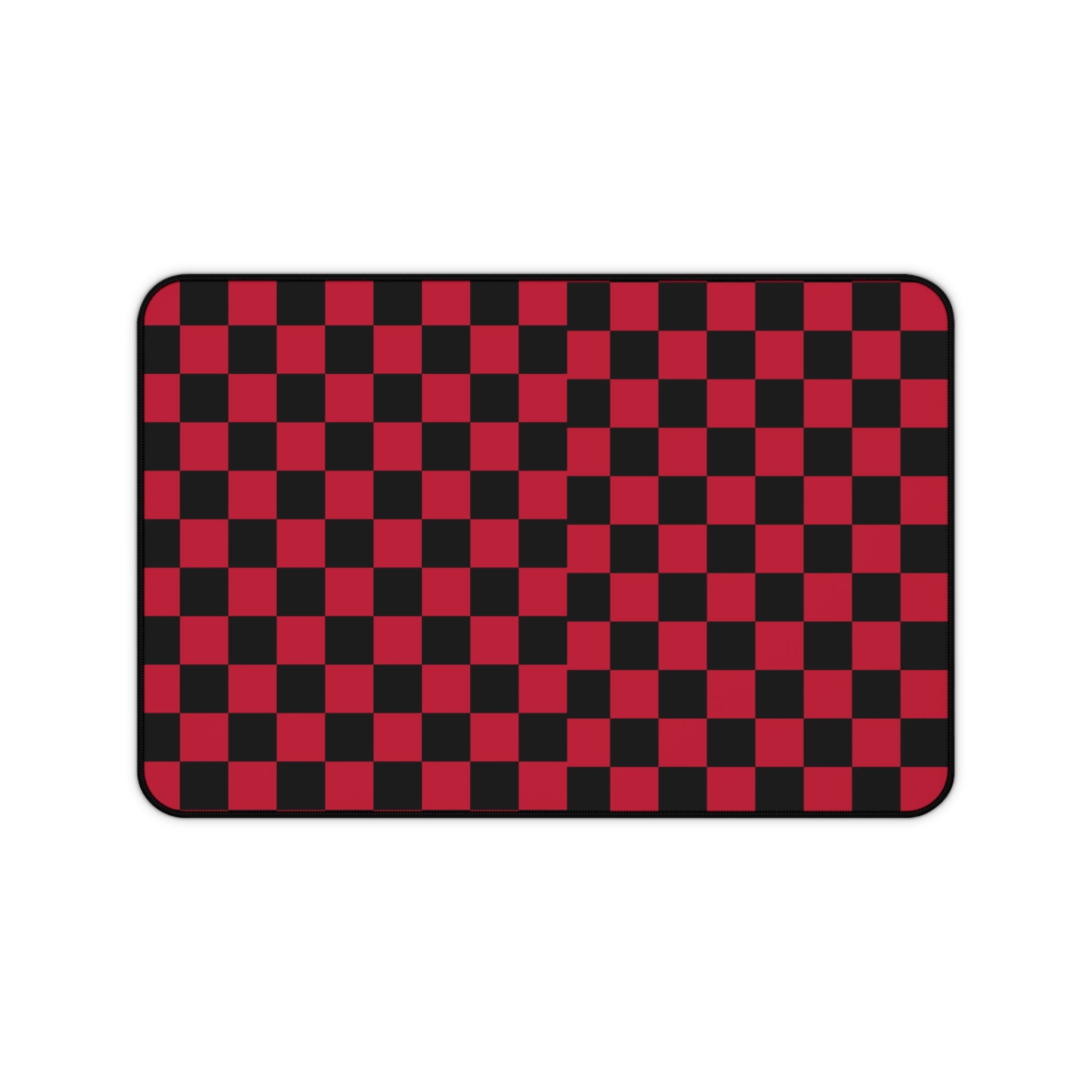 Checkerboard Red and Black Desk Mat