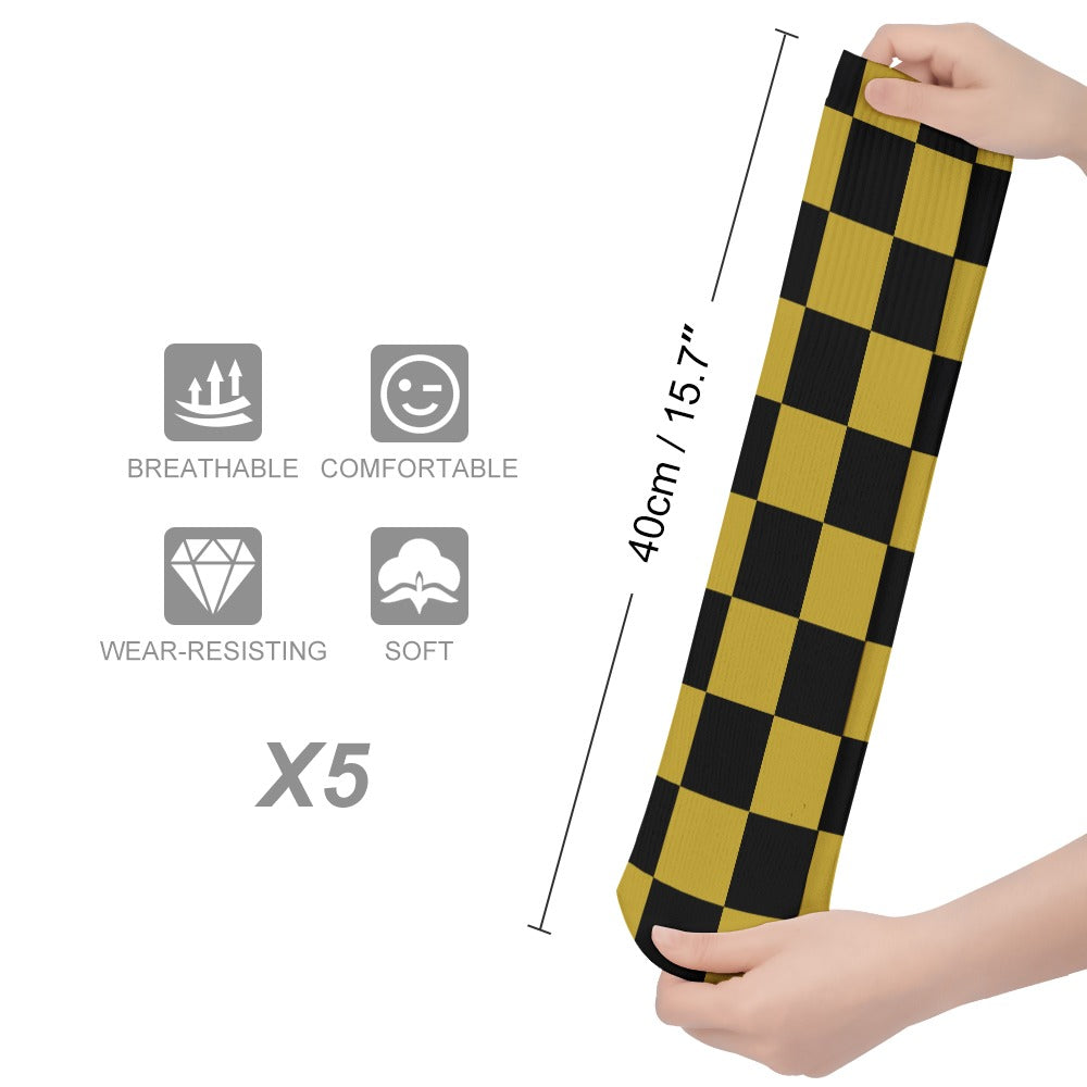 Checkerboard Long Socks (Pack of 5)