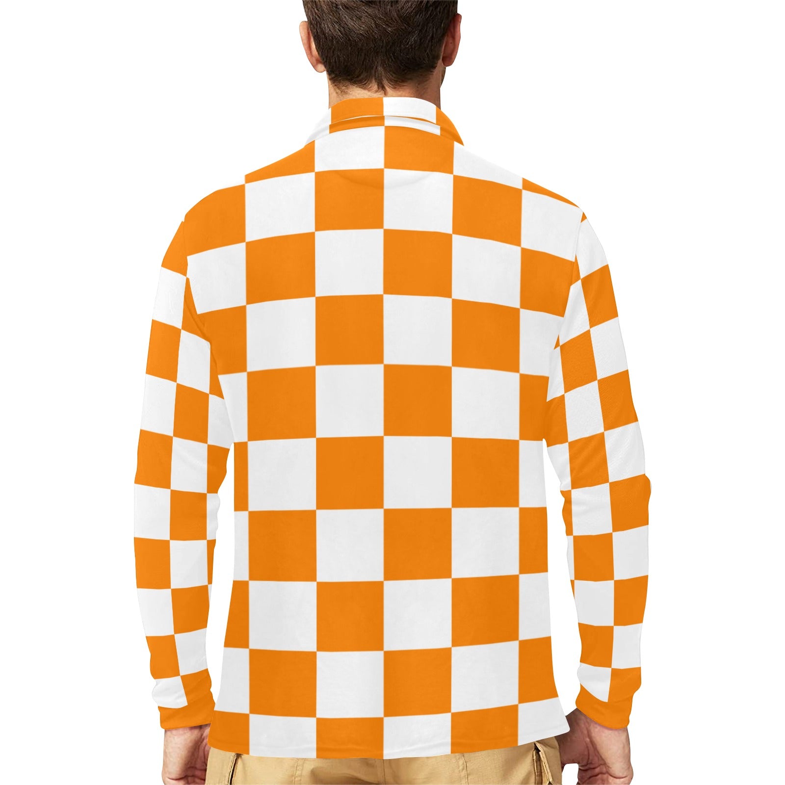 Men s Long Sleeve Checkerboard Polo Shirt