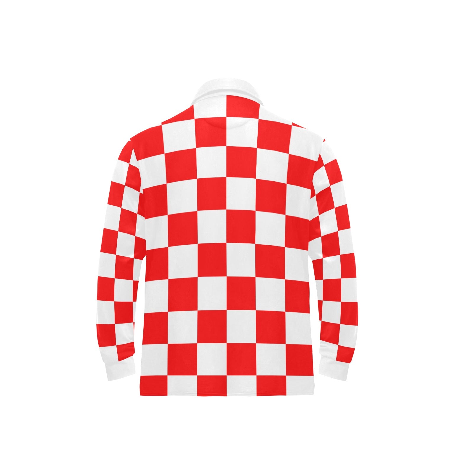 Men's Long Sleeve Checkerboard Polo Shirt