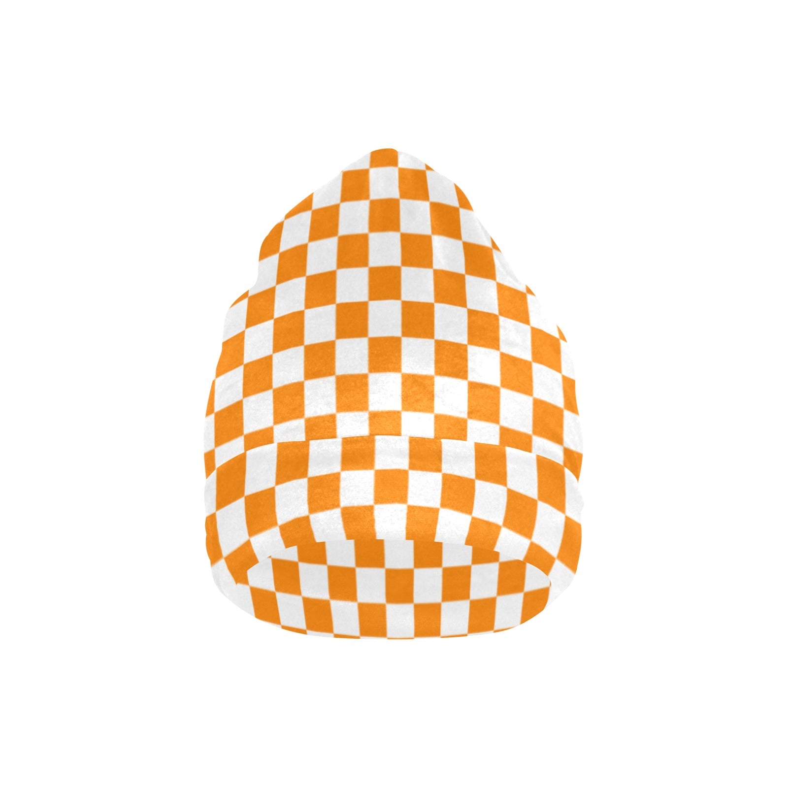 Orange Checkerboard Beanie for Adults