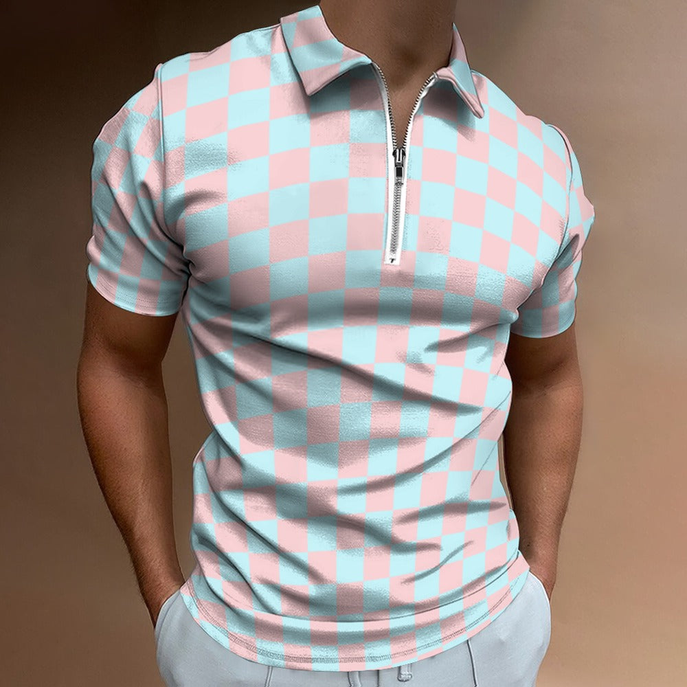 Short sleeve zipper polo shirt