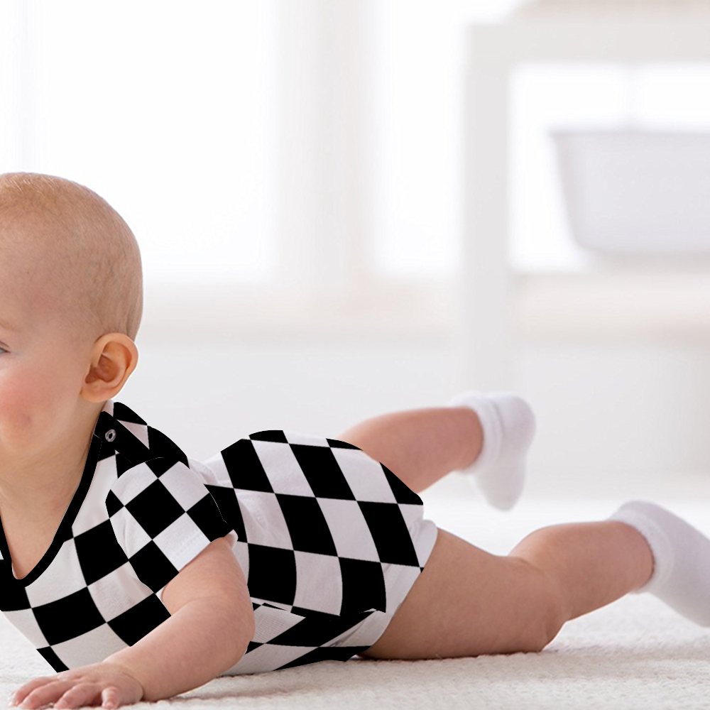 Checkerboard Baby's Short Sleeve Romper Jumpsuit