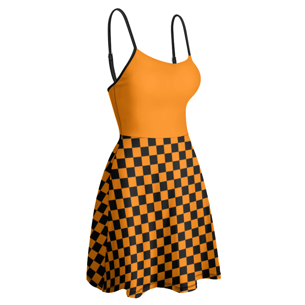 Women's Checkerboard Sling Short Dress