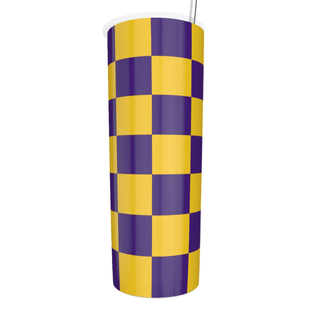 Checkerboard Glitter Tumbler With Stainless Steel Straw 20oz