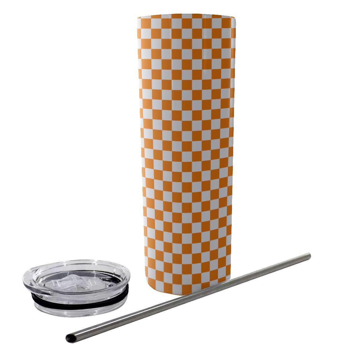 Checkerboard Tumbler With Stainless Steel Straw 20oz
