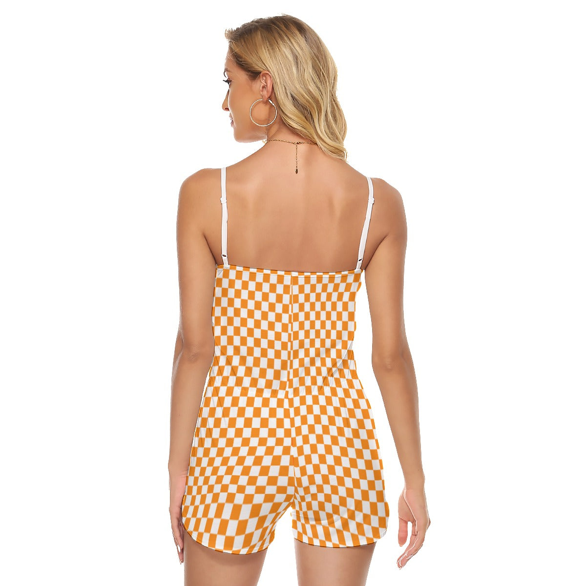 Checkerboard V-neck Cami Romper