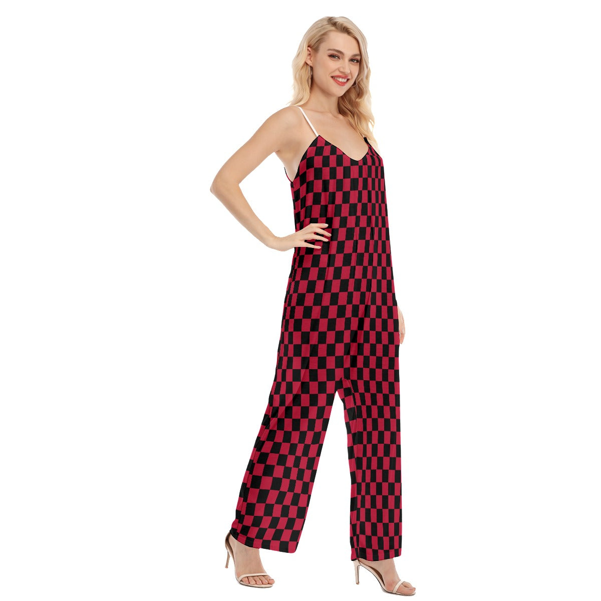 Checkerboard Women's Loose Cami Jumpsuit