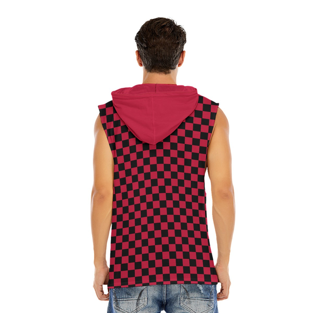 Checkerboard Men’s Sleeveless Pullover Hoodie